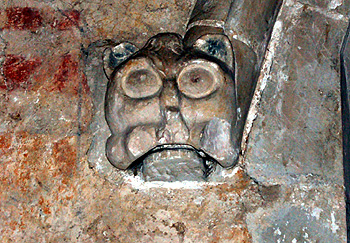 Label stop on the east side of the south aisle west window June 2012